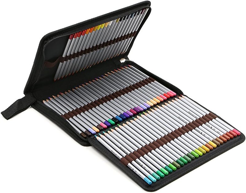 BTSKY ® Portable Canvas Zippered Colored Pencil Case-Super Large Capacity 72 Slot Pencil Bag Pouch for Watercolor Pencils(Black) - Image 1